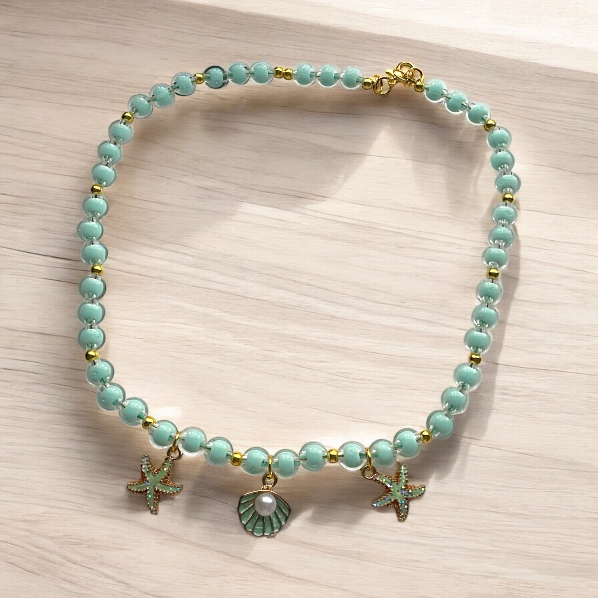 Collar tropical  verde agua